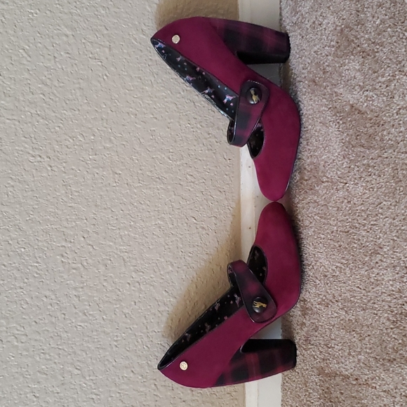 Babycham Burgundy Plaid Heels - Picture 4 of 9